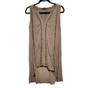 POL Green Boho Tunic Hi-Lo Top Size Large